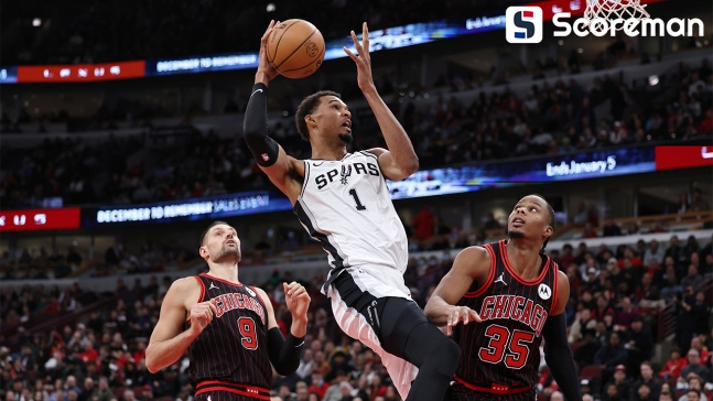 웸반야마 38득점 '원맨쇼'…NBA 샌안토니오, 시카고 잡고 3연승